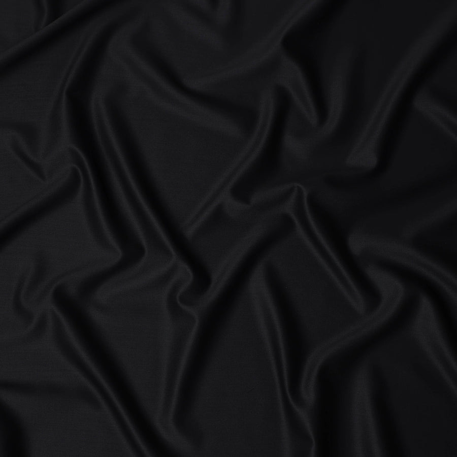 Jet Black English Wool Suiting Fabric