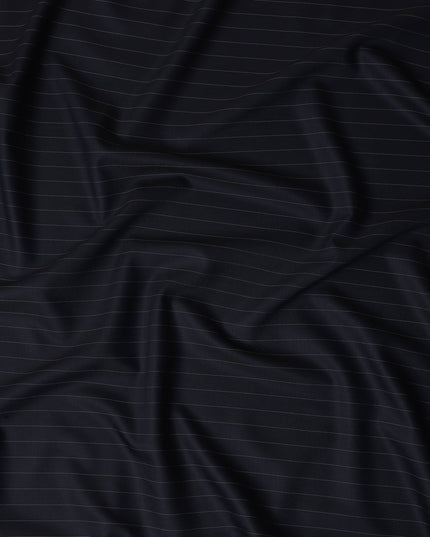 Navy Blue Pinstripe English Wool Suiting Fabric
