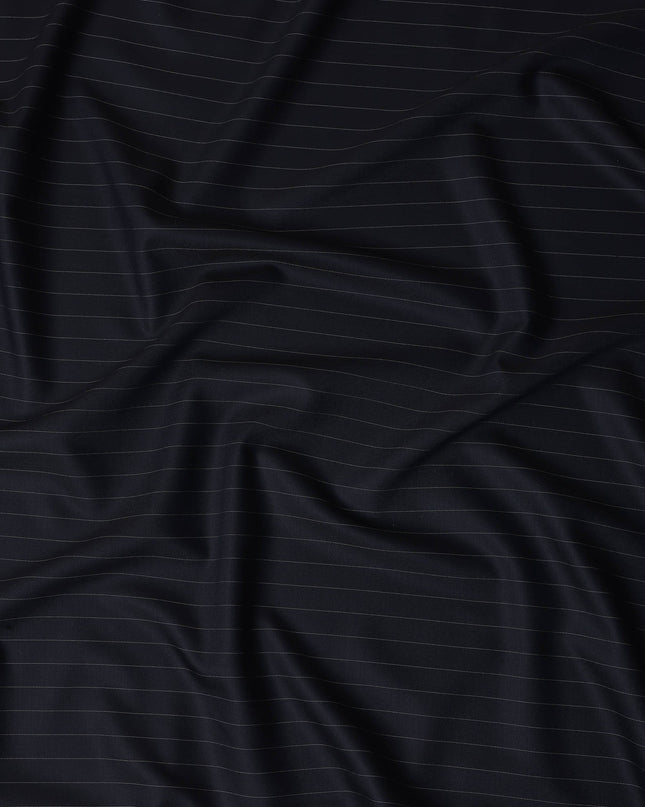 Navy Blue Pinstripe English Wool Suiting Fabric