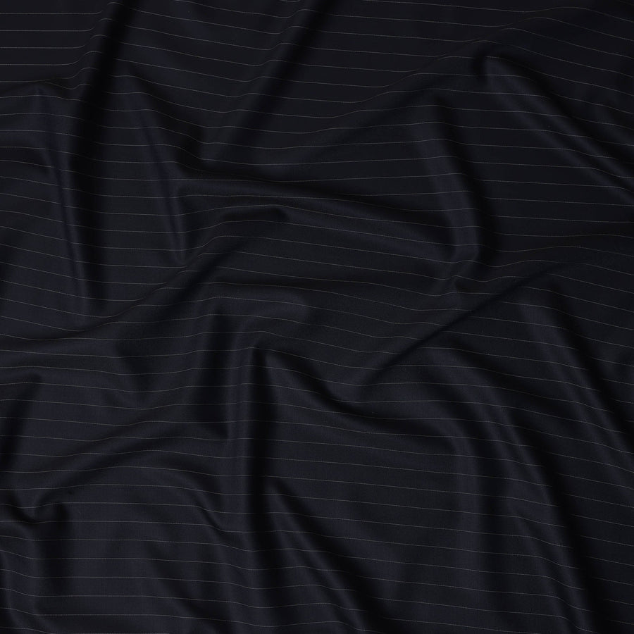 Navy Blue Pinstripe English Wool Suiting Fabric