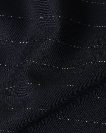 Navy Blue Pinstripe English Wool Suiting Fabric