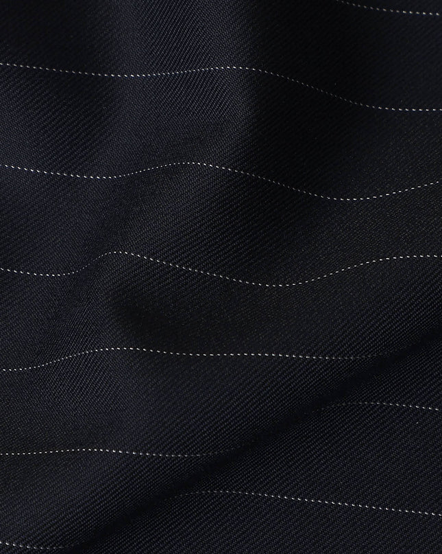Navy Blue Pinstripe English Wool Suiting Fabric