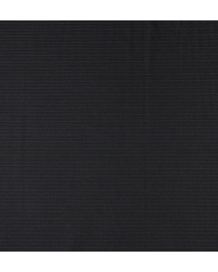 Onyx Black Pinstripe English Wool Suiting Fabric