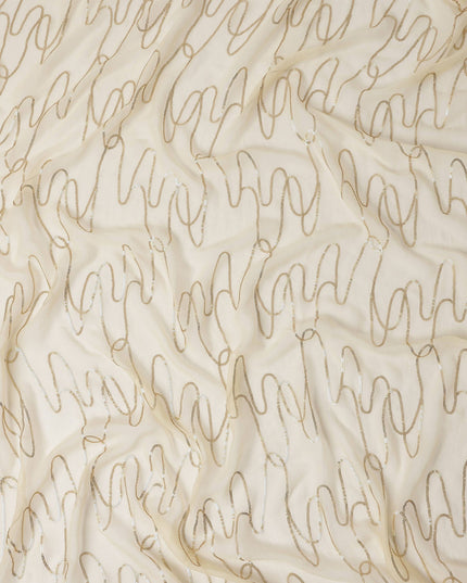 Sand Beige Abstract Silk Chiffon Fabric 110cm