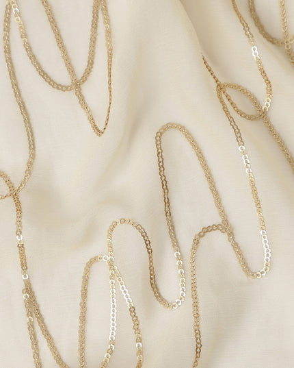 Sand Beige Abstract Silk Chiffon Fabric 110cm
