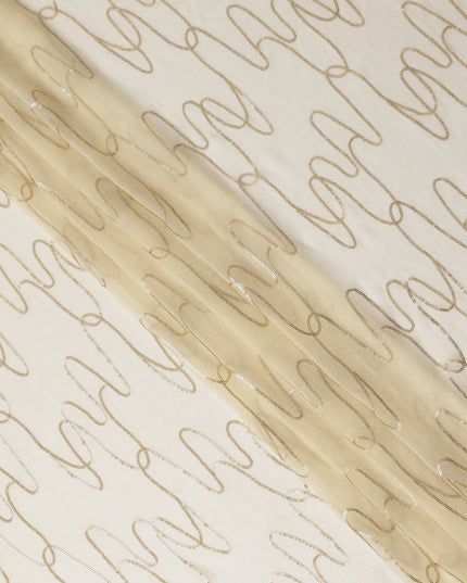 Sand Beige Abstract Silk Chiffon Fabric 110cm