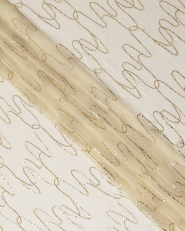 Sand Beige Abstract Silk Chiffon Fabric 110cm