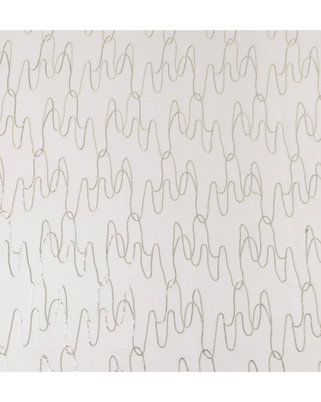Pearl White Abstract Silk Chiffon Fabric 110cm