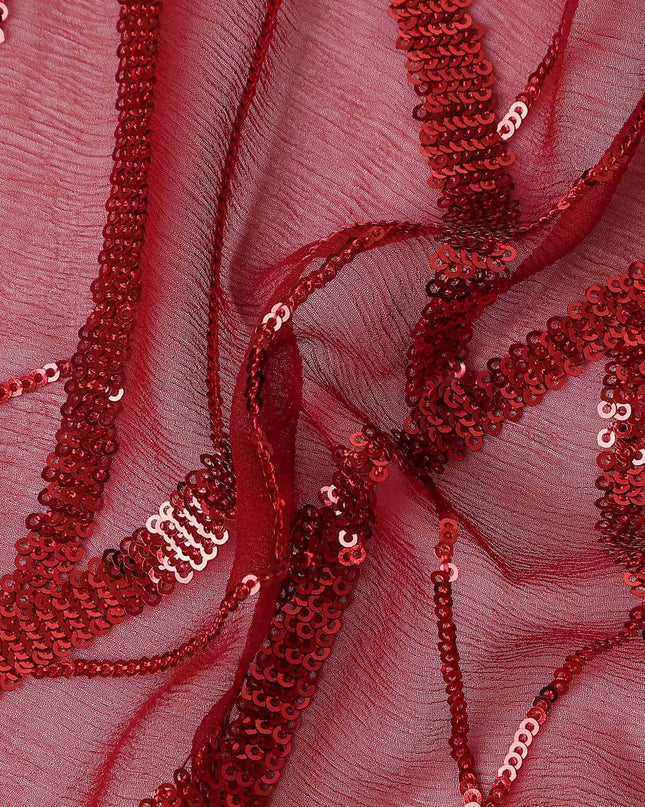 Burgundy Red Abstract Silk Chiffon Fabric 110cm