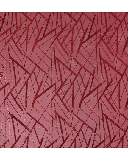 Burgundy Red Abstract Silk Chiffon Fabric 110cm