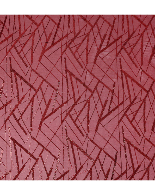 Burgundy Red Abstract Silk Chiffon Fabric 110cm