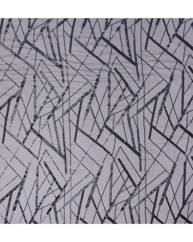 Silver Grey Abstract Silk Chiffon Fabric 110cm