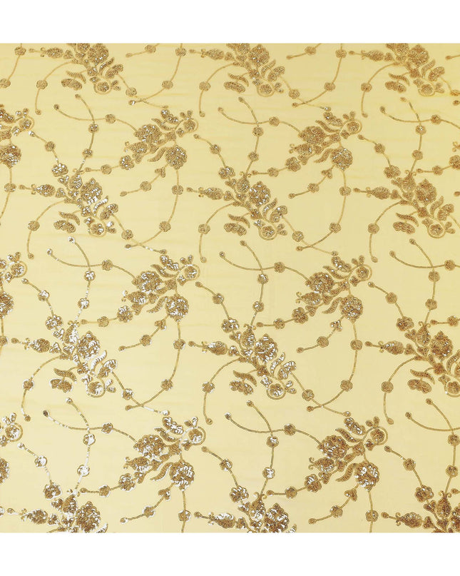Butter Yellow Bouquet Silk Chiffon Fabric 110cm