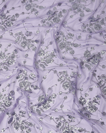 Lavender Purple Bouquet Silk Chiffon Fabric 110cm