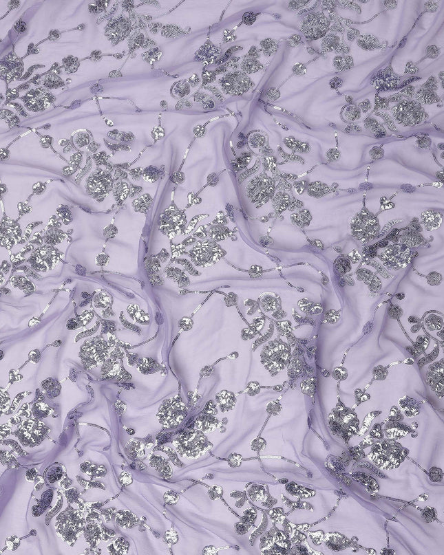 Lavender Purple Bouquet Silk Chiffon Fabric 110cm