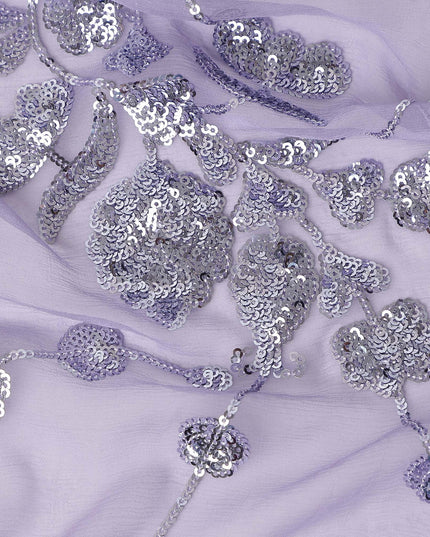 Lavender Purple Bouquet Silk Chiffon Fabric 110cm