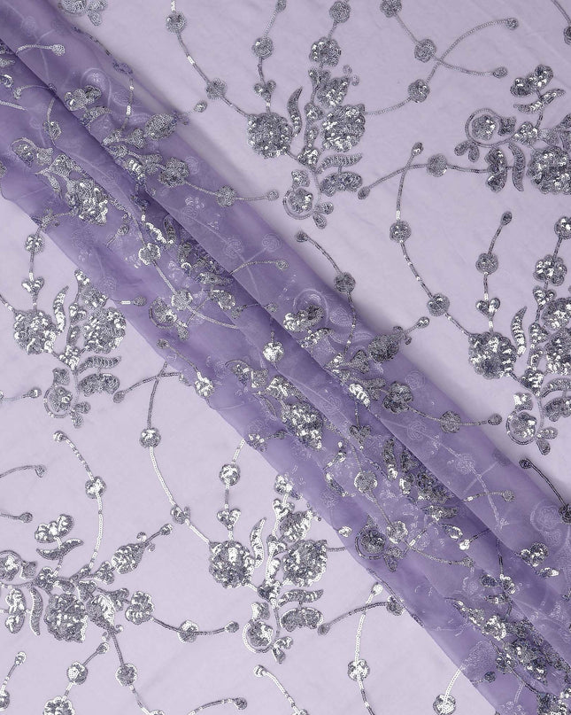 Lavender Purple Bouquet Silk Chiffon Fabric 110cm