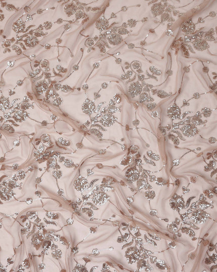 Blush Pink Bouquet Silk Chiffon Fabric 110cm
