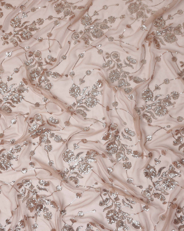 Blush Pink Bouquet Silk Chiffon Fabric 110cm