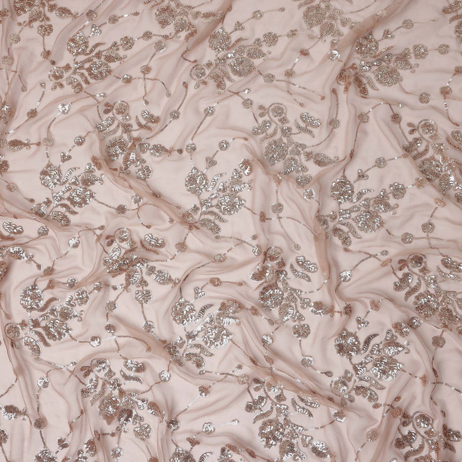 Blush Pink Bouquet Silk Chiffon Fabric 110cm