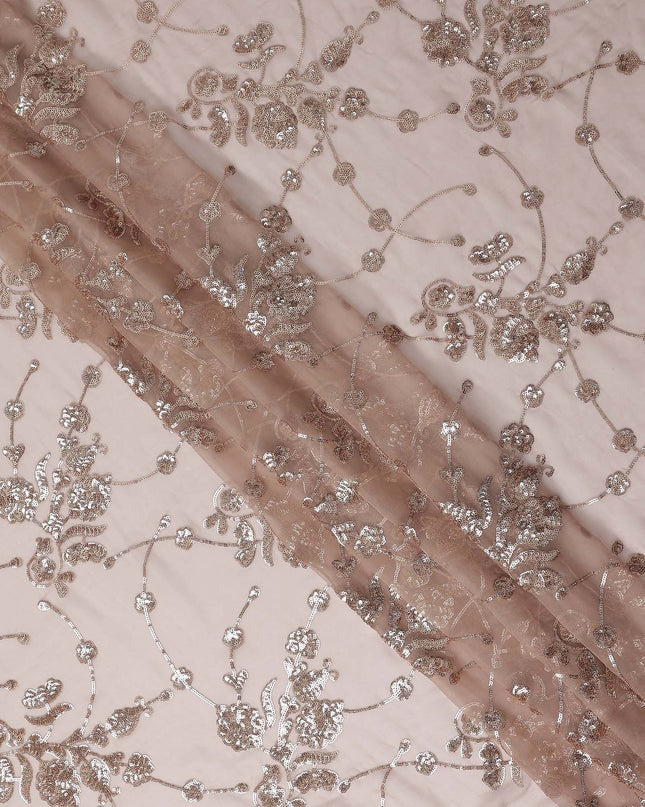 Blush Pink Bouquet Silk Chiffon Fabric 110cm
