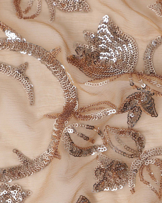 Taupe Beige Bouquet Silk Chiffon Fabric 110cm