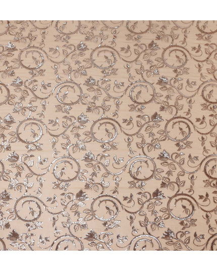 Taupe Beige Bouquet Silk Chiffon Fabric 110cm
