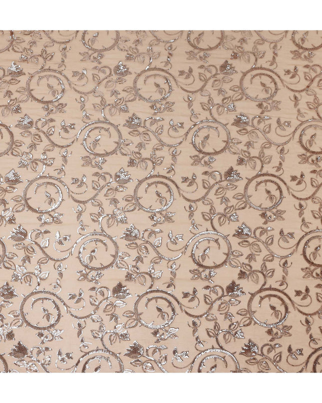 Taupe Beige Bouquet Silk Chiffon Fabric 110cm