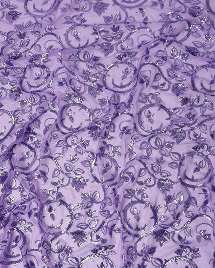 Orchid Purple Bouquet Silk Chiffon Fabric 110cm