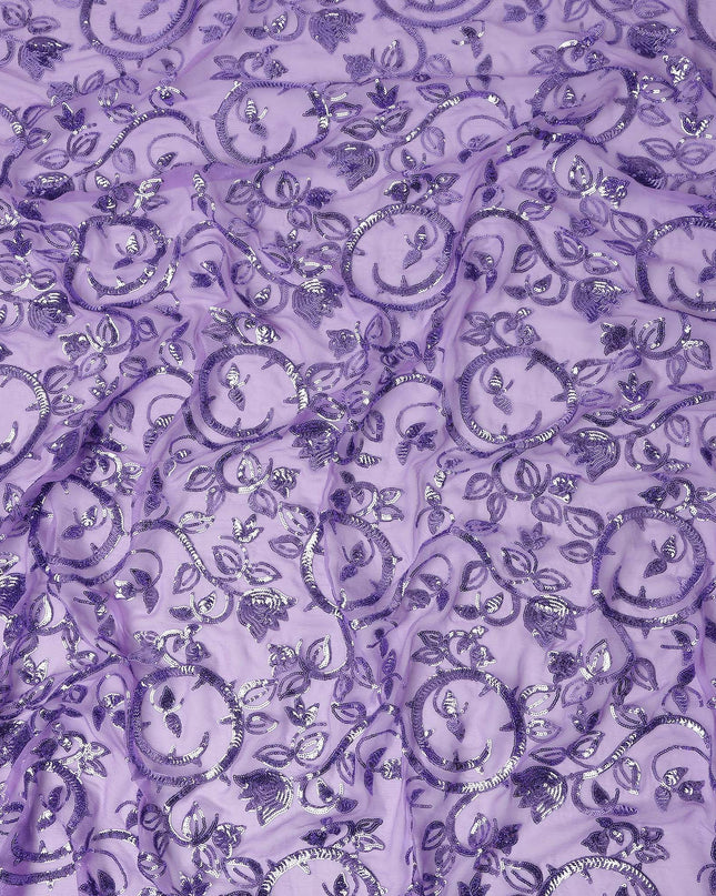 Orchid Purple Bouquet Silk Chiffon Fabric 110cm