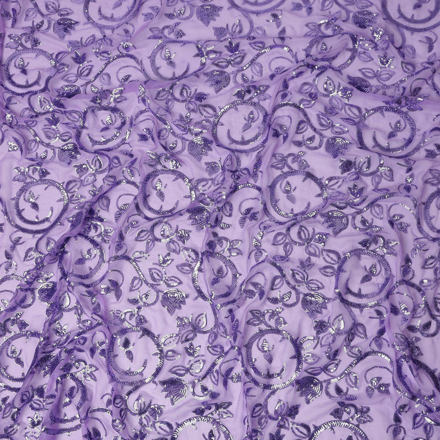 Orchid Purple Bouquet Silk Chiffon Fabric 110cm