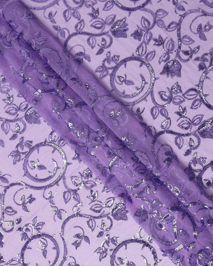 Orchid Purple Bouquet Silk Chiffon Fabric 110cm