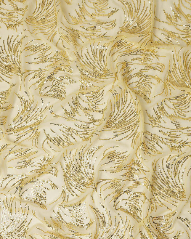 Champagne Gold Leaf Silk Chiffon Fabric 110cm