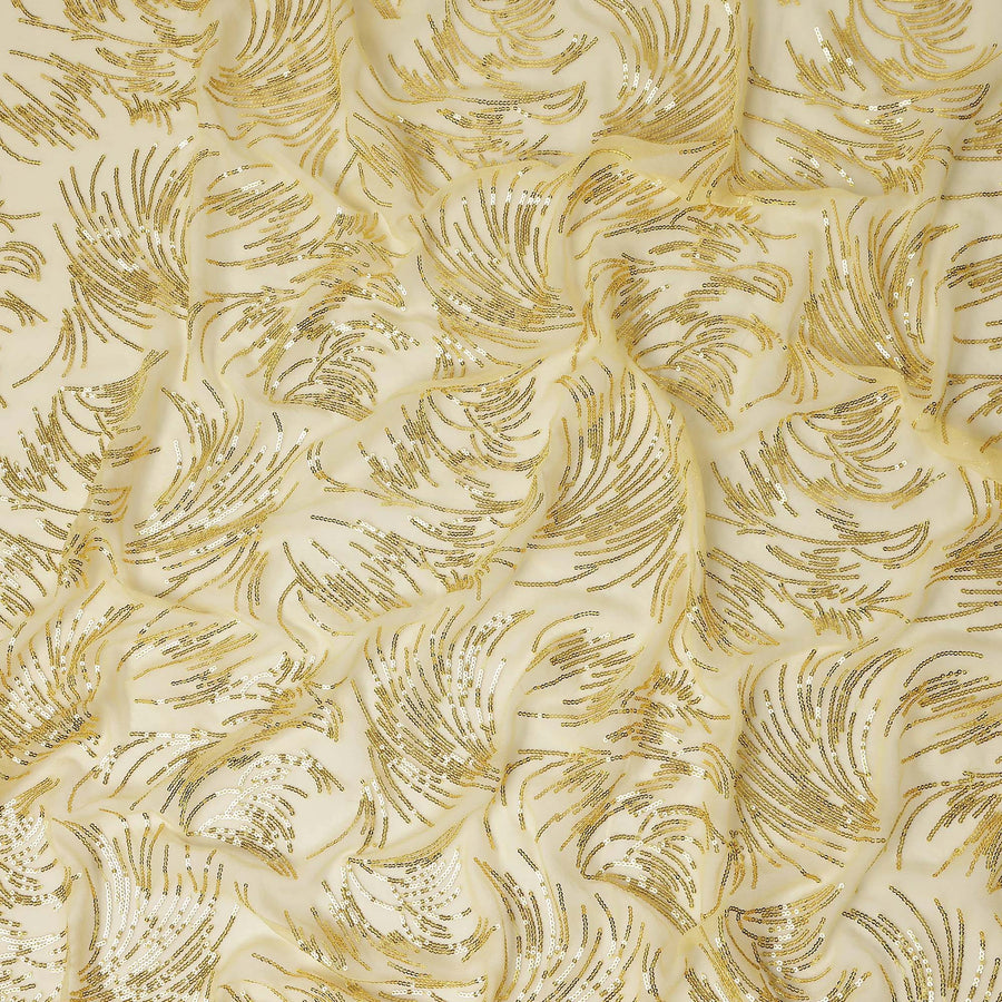 Champagne Gold Leaf Silk Chiffon Fabric 110cm