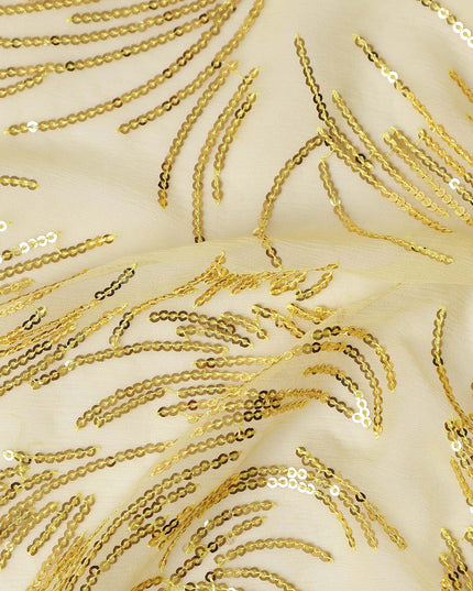 Champagne Gold Leaf Silk Chiffon Fabric 110cm
