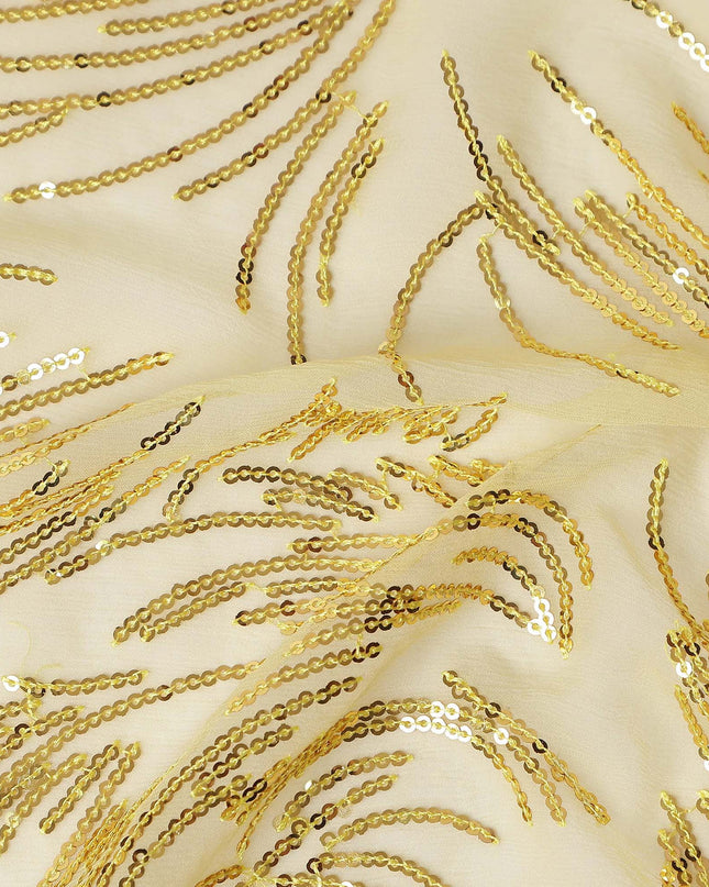 Champagne Gold Leaf Silk Chiffon Fabric 110cm