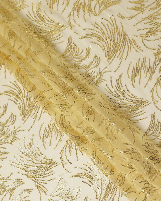 Champagne Gold Leaf Silk Chiffon Fabric 110cm