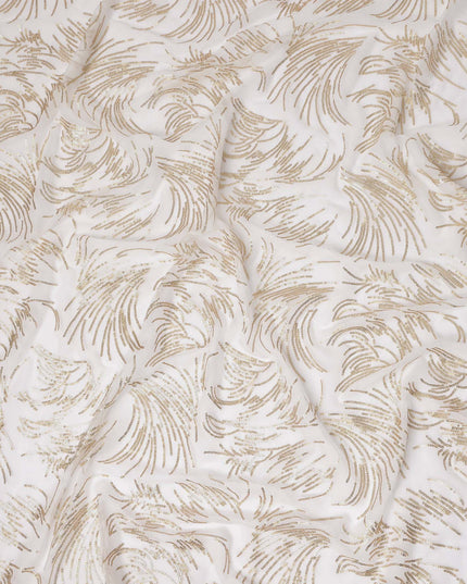 Ivory White Leaf Silk Chiffon Fabric 110cm