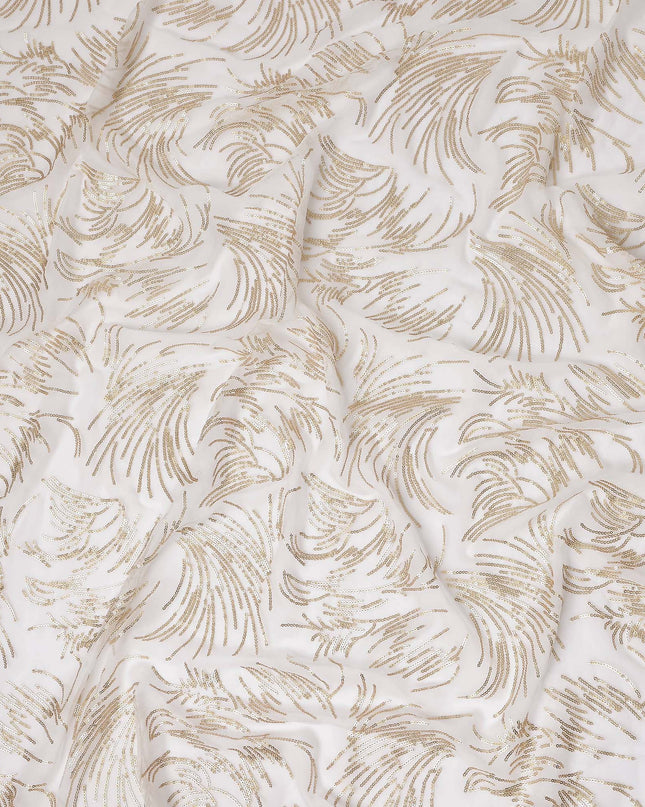 Ivory White Leaf Silk Chiffon Fabric 110cm