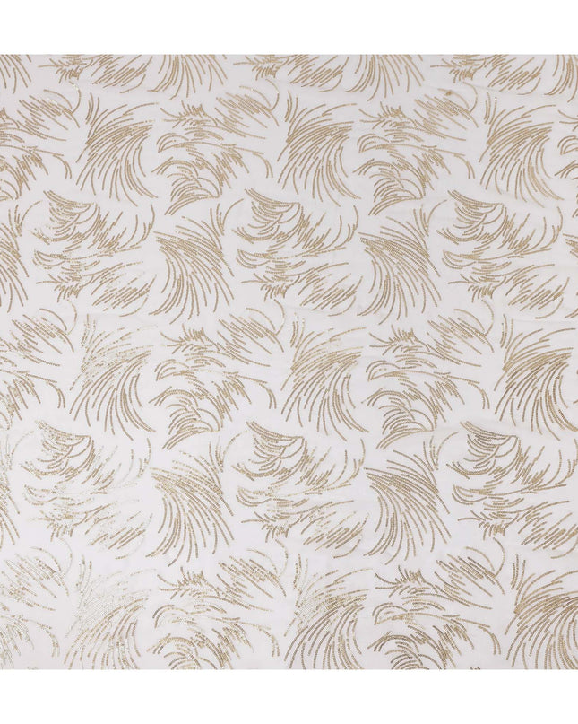 Ivory White Leaf Silk Chiffon Fabric 110cm