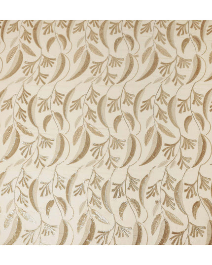 Golden Beige Leaf Silk Chiffon Fabric 110cm