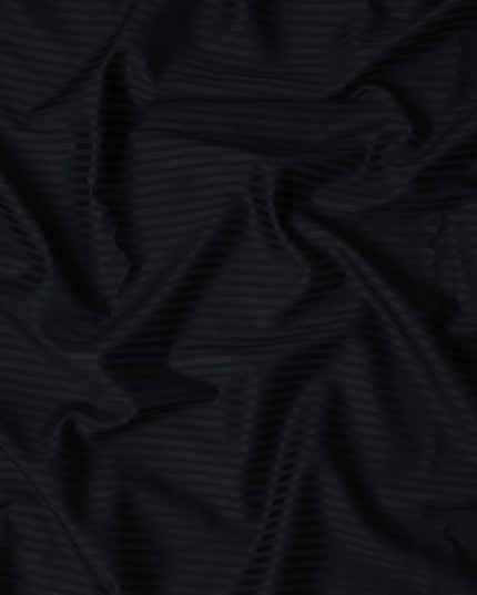 Jet Black Self Pure Cotton Italian Shirting Fabric 150cm