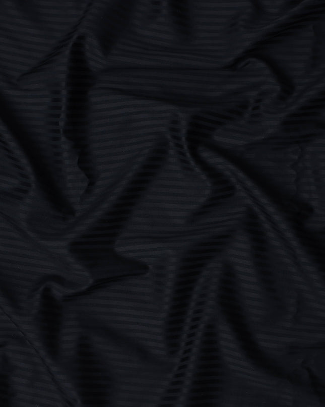 Jet Black Self Pure Cotton Italian Shirting Fabric 150cm