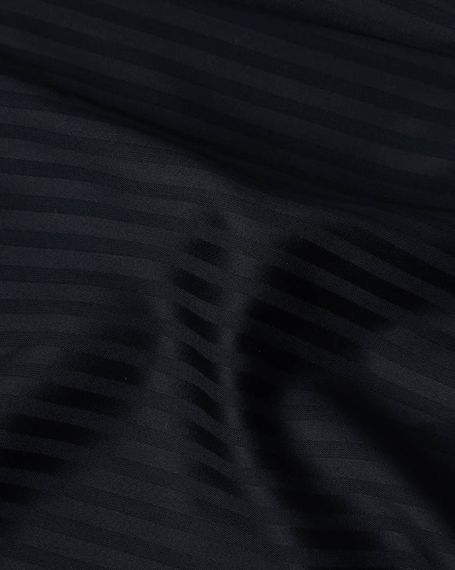 Jet Black Self Pure Cotton Italian Shirting Fabric 150cm
