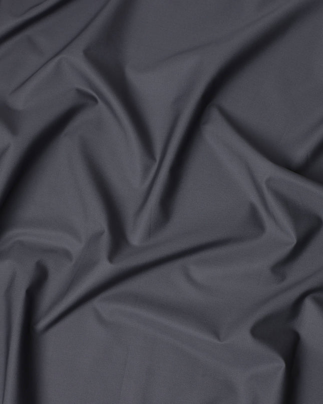 Steel Grey Plain Pure Cotton Italian Shirting Fabric 150cm