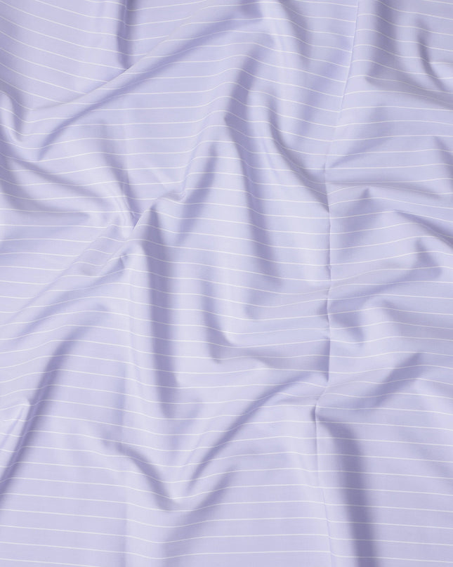 Lilac White Stripe Pure Cotton Italian Shirting Fabric 150cm