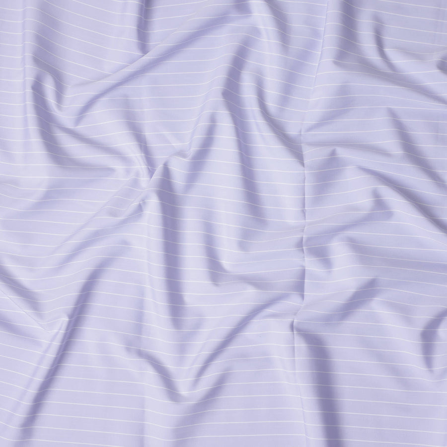Lilac White Stripe Pure Cotton Italian Shirting Fabric 150cm