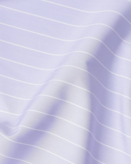 Lilac White Stripe Pure Cotton Italian Shirting Fabric 150cm