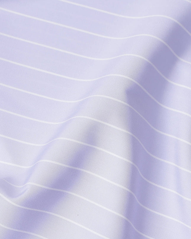 Lilac White Stripe Pure Cotton Italian Shirting Fabric 150cm