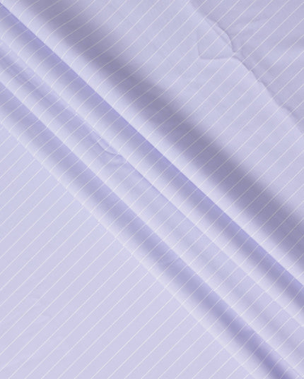 Lilac White Stripe Pure Cotton Italian Shirting Fabric 150cm